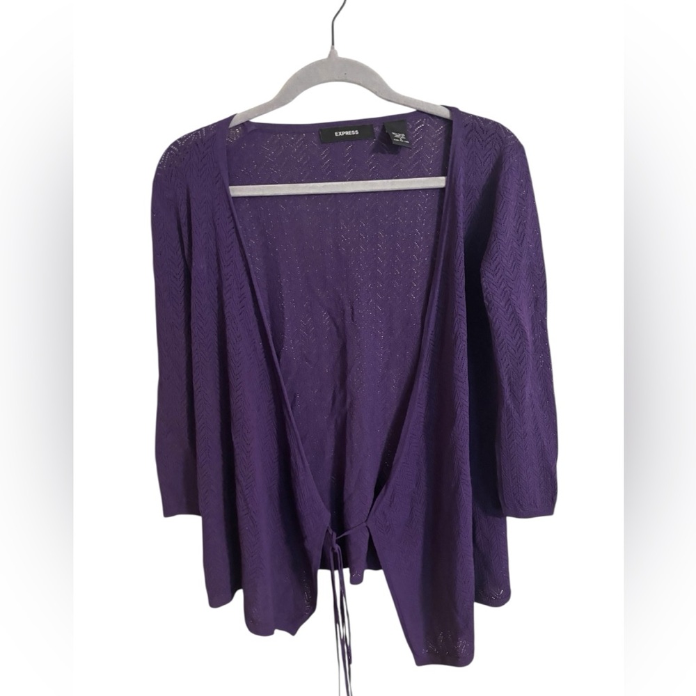 Express Purple Open Tie Front Cardigan Small‎